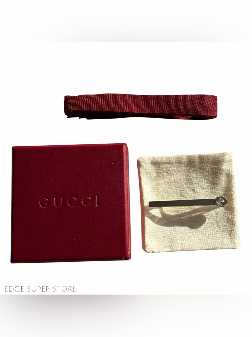 Gucci GG Tie Bar Clip 925 Sterling Silver Made in Italy Men’s Designer Accessory - Picture 4 of 5